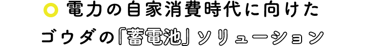 電力の自家消費時代に向けたゴウダの「蓄電池」ソリューション